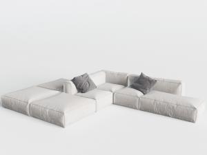 后现代布艺无腿转角多人沙发