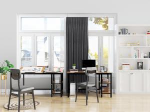 北欧实木书桌椅组合3d模型 北欧实木书桌椅组合