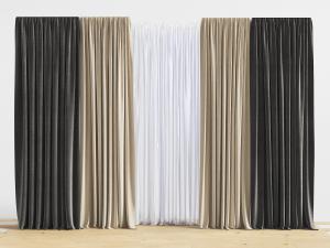 现代撞色窗帘窗纱