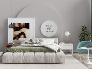 现代轻奢布艺双人床休闲椅子