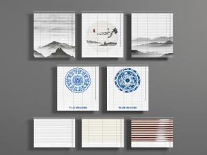 新中式装饰水墨画的百叶窗帘