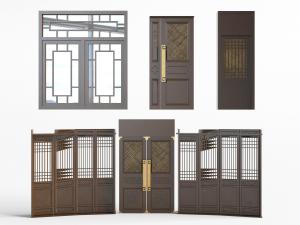 新中式实木子母双扇平开门