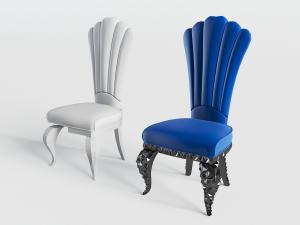 欧式蓝色布艺餐椅