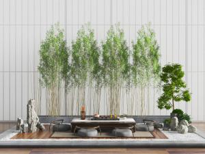 中式庭院茶桌茶盘景观小品