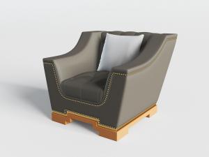 美式皮革单人沙发3d模型 美式皮革单人沙发