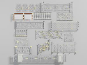 欧式金属栏杆护栏3d模型 欧式金属栏杆护栏