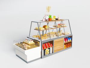 现代金属框架的糕点食品货架展柜