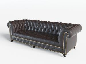 欧式可移动皮革多人沙发3d模型 欧式可移动皮革多人沙发