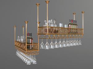 欧式金属吊架红酒架3d模型 欧式金属吊架红酒架