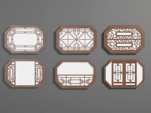 中式实木窗格镂花窗