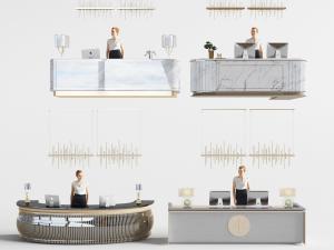 现代轻奢大理石前台接待台