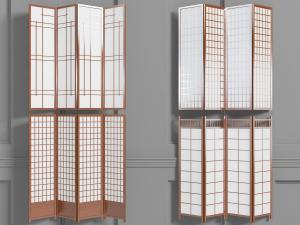 新中式实木边框的折叠屏风