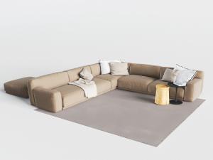 后现代多人转角布艺沙发