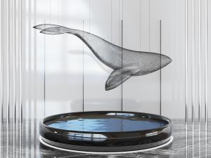 新中式鲸鱼水池景观小品