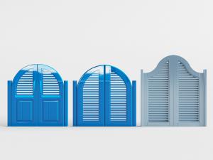 地中海蓝色实木百叶门扇