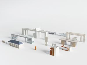 现代学校小区带警卫室大门