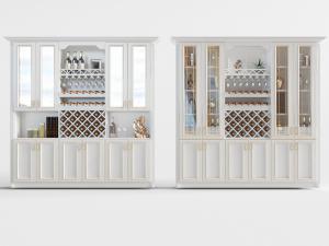 简欧玻璃柜门酒柜3d模型 简欧玻璃柜门酒柜