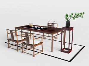 新中式实木茶桌椅组合