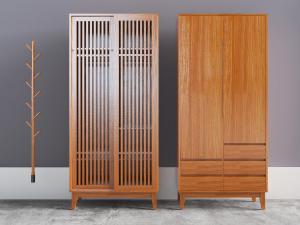 北欧实木衣架装饰置物柜