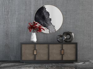 新中式电视柜、装饰品摆件