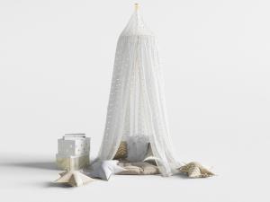 北欧床幔蚊帐星星靠垫坐垫