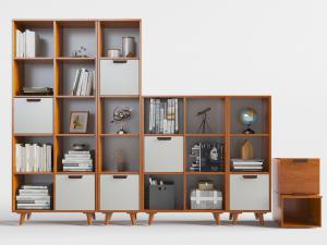 北欧实木高低错层装饰柜