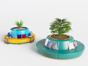 现代圆形公共椅子