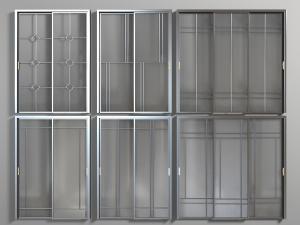 现代黑色金属边框的玻璃推拉门