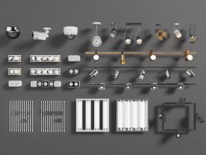 工业风轨道筒灯射灯、格栅灯