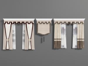 中式双扇窗帘窗纱