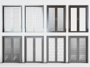 新中式实木黑色玻璃双扇大门