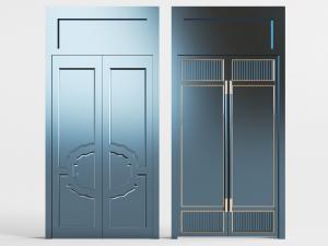 中式双扇平开门