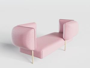 现代粉色双向布艺多人沙发3d模型 现代粉色双向布艺多人沙发