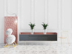 现代黑色电视柜、休闲椅子