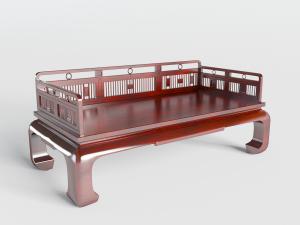 中式红木罗汉床3d模型 中式红木罗汉床