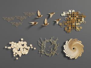 新中式金属蝙蝠飞鸟墙饰挂件