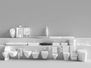 现代白色陶瓷小便斗、坐便器马桶、洗手池