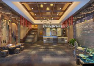 中式古典餐馆饭店大厅接待前台