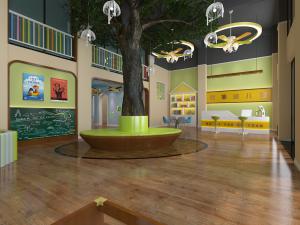 现代幼儿园大厅前台接待台