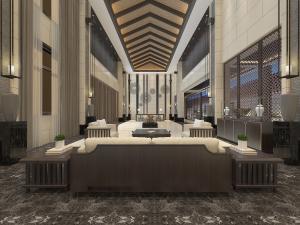 新中式酒店大堂大厅接待前台