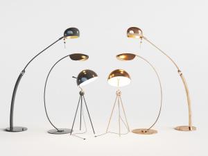 现代金属带弧度弯曲的落地灯