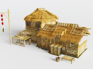 游戏场景建筑茅草房子