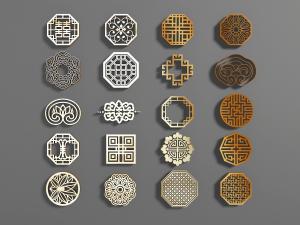 中式窗格雕花构件