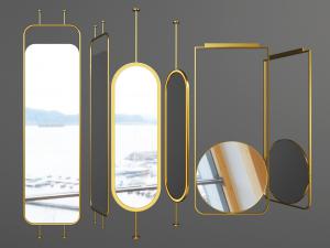 现代轻奢镶金边框的隔断装饰镜3d模型 现代轻奢镶金边框的隔断装饰镜