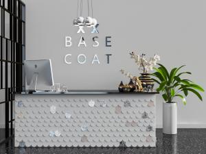 现代装饰鱼鳞图案的前台接待台