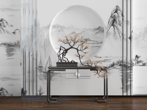 中式端景台盆景3d模型 中式端景台盆景
