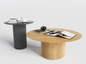 新中式圆形实木茶几边几