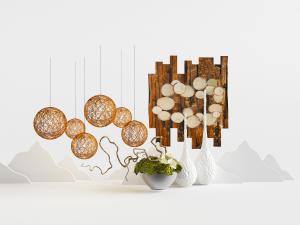 中式陶瓷花瓶植物景观小品