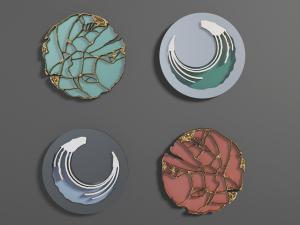 中式圆形珐琅镶金墙饰挂件