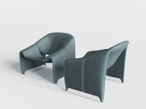 后现代蓝色单人沙发3d模型 后现代蓝色单人沙发